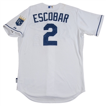 2015 Alcides Escobar Game Used KC Royals Home Jersey-World Series Champs Season! (MLB Authenticated)